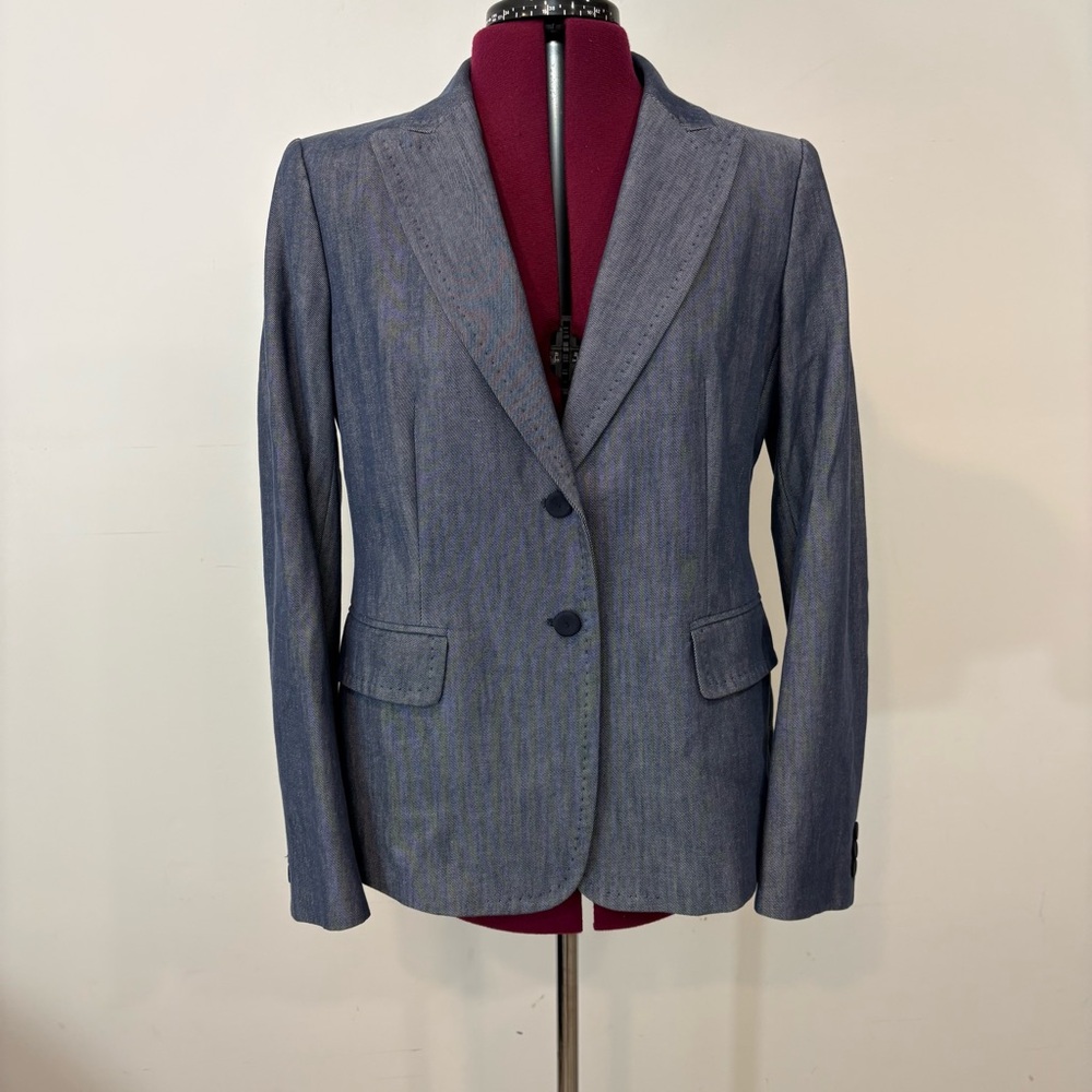 Weekend Max Mara Stretch Denim Cotton Blazer In Blue sz 12